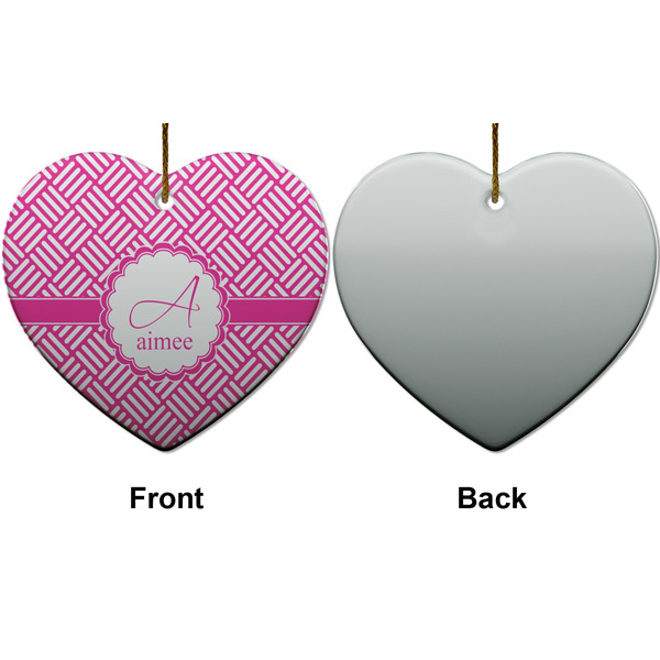 Square Weave Ceramic Flat Ornament - Heart Front & Back (APPROVAL)