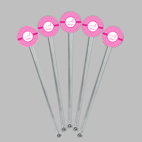 Square Weave Clear Plastic 7" Stir Stick - Round - Fan View