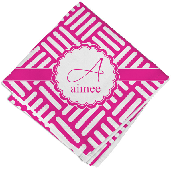 Custom Square Weave Cloth Cocktail Napkin - Single w/ Name and Initial