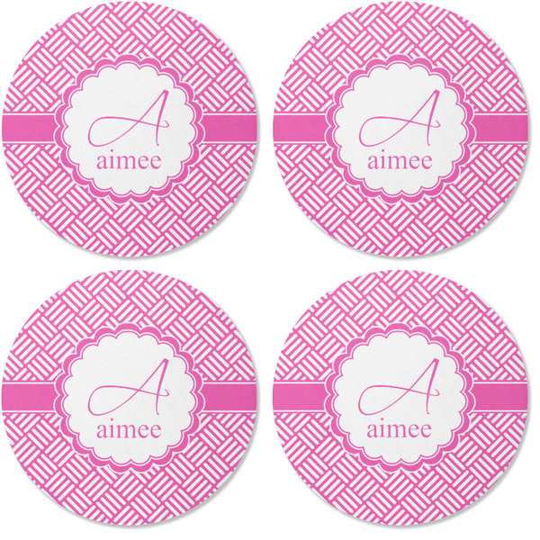 Square Weave Coaster Round Rubber Back - Apvl