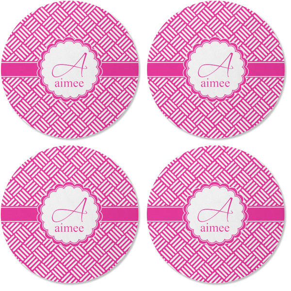 Square Weave Coaster Round Rubber Back - Apvl