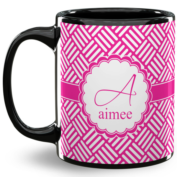 Custom Square Weave 11 Oz Coffee Mug - Black (Personalized)