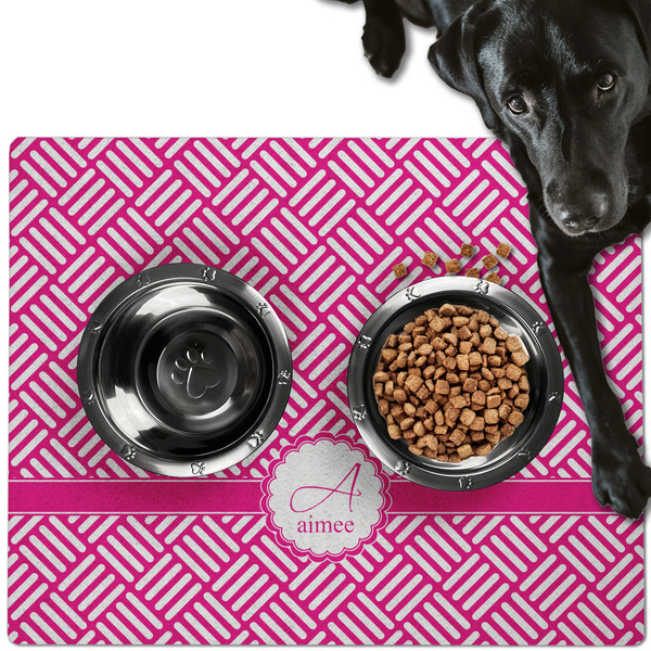 Square Weave Dog Food Mat - Large LIFESTYLE