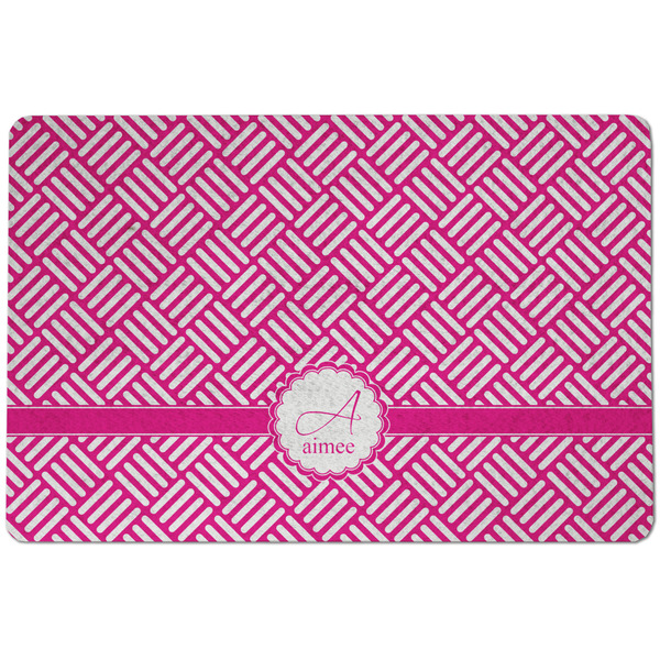 Custom Square Weave Dog Food Mat w/ Name and Initial