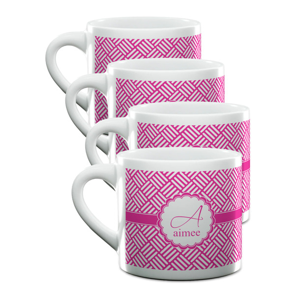 Custom Square Weave Double Shot Espresso Cups - Set of 4 (Personalized)