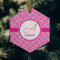 Square Weave Frosted Glass Ornament - Hexagon (Lifestyle)