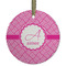 Square Weave Frosted Glass Ornament - Round