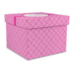 Square Weave Gift Box with Lid - Canvas Wrapped - Large (Personalized)
