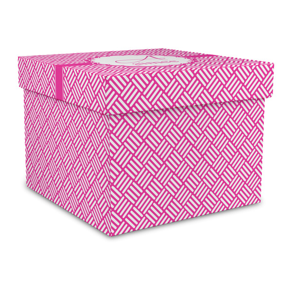 Custom Square Weave Gift Box with Lid - Canvas Wrapped - Large (Personalized)