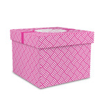 Square Weave Gift Box with Lid - Canvas Wrapped - Medium (Personalized)