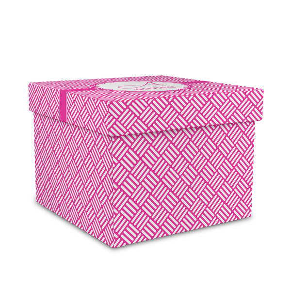 Custom Square Weave Gift Box with Lid - Canvas Wrapped - Medium (Personalized)