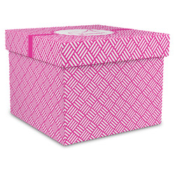 Square Weave Gift Box with Lid - Canvas Wrapped - X-Large (Personalized)
