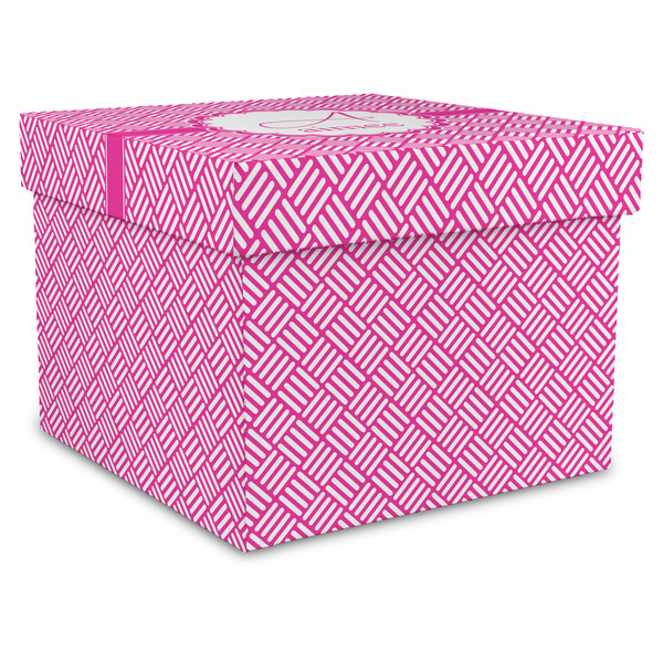 Custom Square Weave Gift Box with Lid - Canvas Wrapped - X-Large (Personalized)