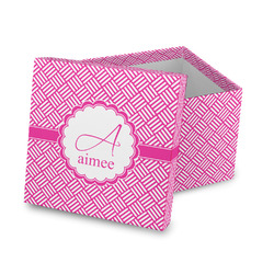 Square Weave Gift Box with Lid - Canvas Wrapped (Personalized)