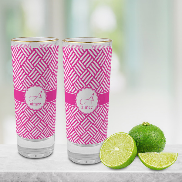 Square Weave Glass Shot Glass - 2 oz - LIFESTYLE