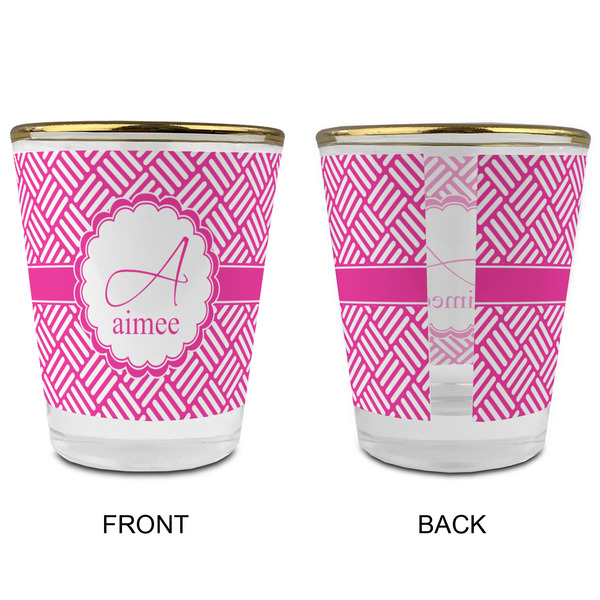 Square Weave Glass Shot Glass - with gold rim - APPROVAL