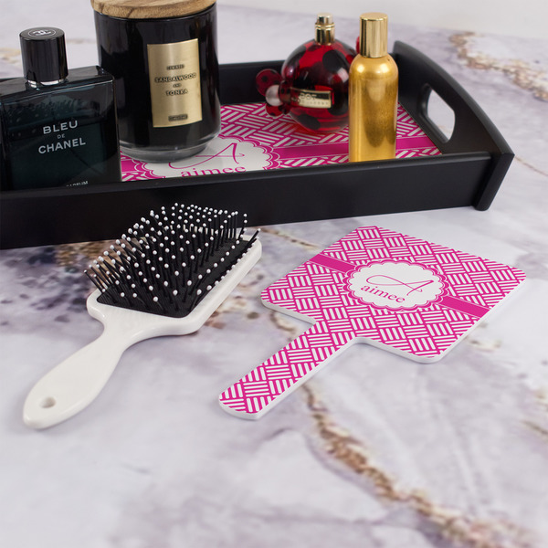 Square Weave Hand Mirror - With Hair Brush