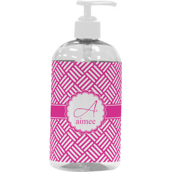 Square Weave Plastic Soap / Lotion Dispenser (16 oz - Large - White) (Personalized)