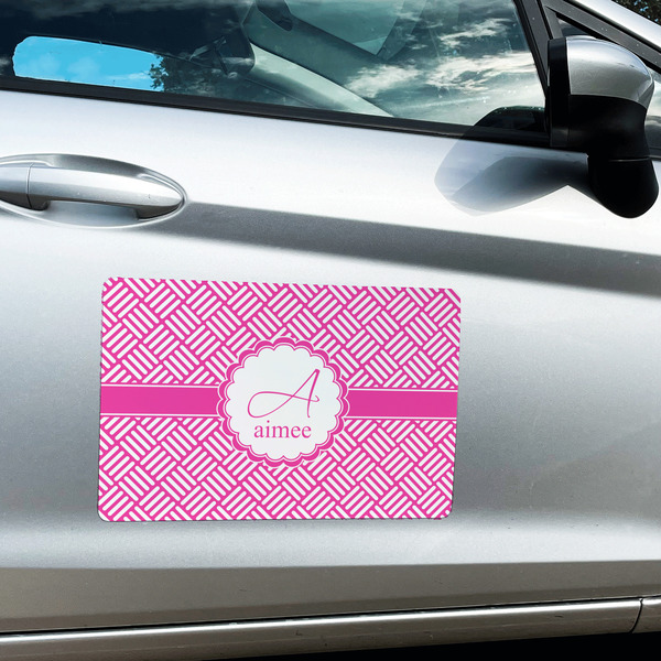 Square Weave Large Rectangle Car Magnets- In Context