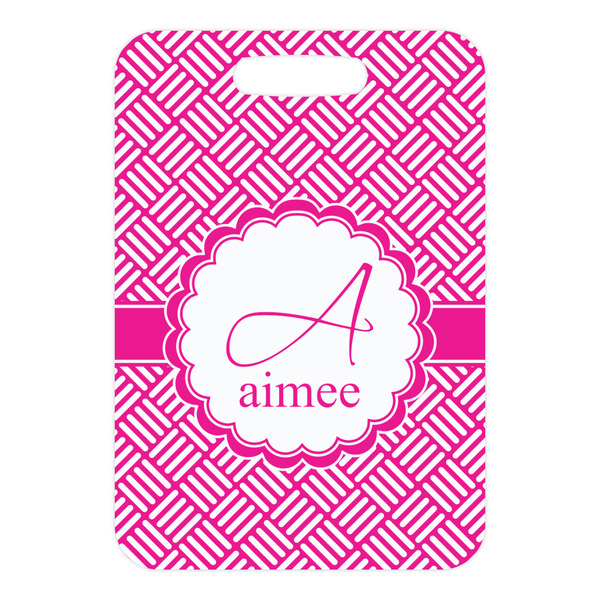 Square Weave Metal Luggage Tag - Front Without Strap