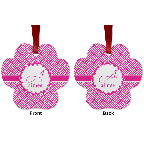 Square Weave Metal Paw Ornament - Front and Back