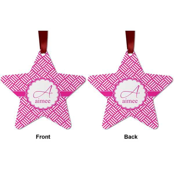 Square Weave Metal Star Ornament - Front and Back