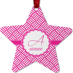 Square Weave Metal Star Ornament - Double Sided w/ Name and Initial