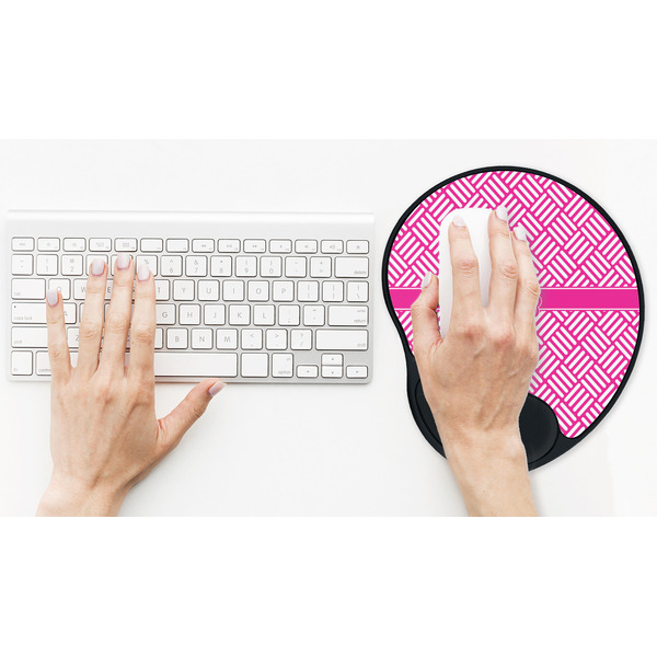 Square Weave Mouse Pad with Wrist Rest - LIFESYTLE 2 (in use)