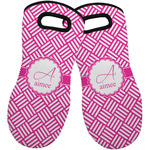 Square Weave Neoprene Oven Mitts - Set of 2 w/ Name and Initial