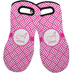 Square Weave Neoprene Oven Mitts - Set of 2 w/ Name and Initial