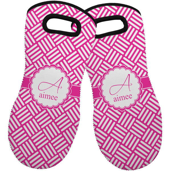 Custom Square Weave Neoprene Oven Mitts - Set of 2 w/ Name and Initial