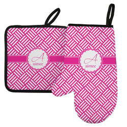 Square Weave Left Oven Mitt & Pot Holder Set w/ Name and Initial