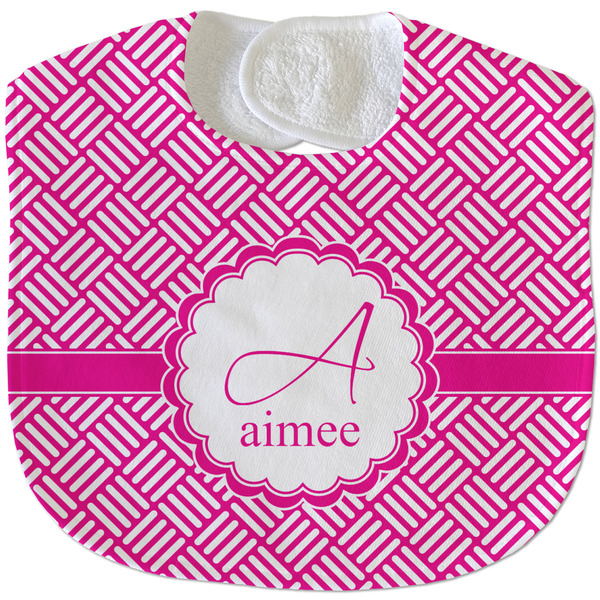 Custom Square Weave Velour Baby Bib w/ Name and Initial