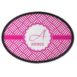 Square Weave Iron On Oval Patch w/ Name and Initial