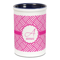 Square Weave Ceramic Pencil Holders - Blue