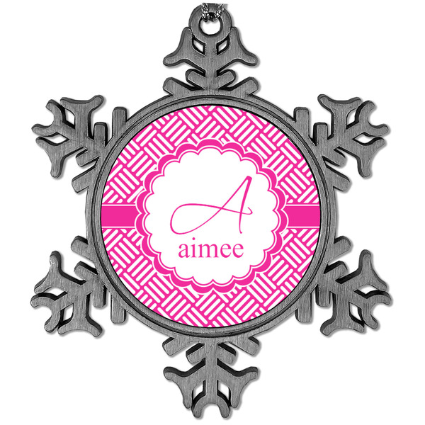 Custom Square Weave Vintage Snowflake Ornament (Personalized)
