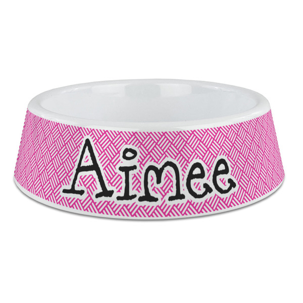 Custom Square Weave Plastic Dog Bowl - Large (Personalized)