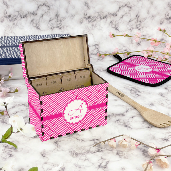 Square Weave Recipe Box - Full Color - In Context
