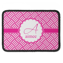 Square Weave Iron On Rectangle Patch w/ Name and Initial