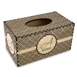 Square Weave Wood Tissue Box Cover - Rectangle (Personalized)