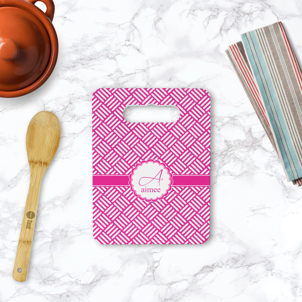 Square Weave Rectangle Trivet with Handle - LIFESTYLE