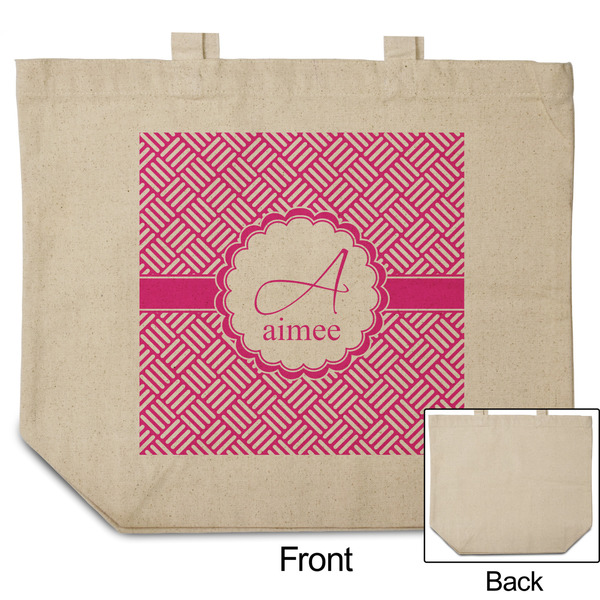 Square Weave Reusable Cotton Grocery Bag - Front & Back View
