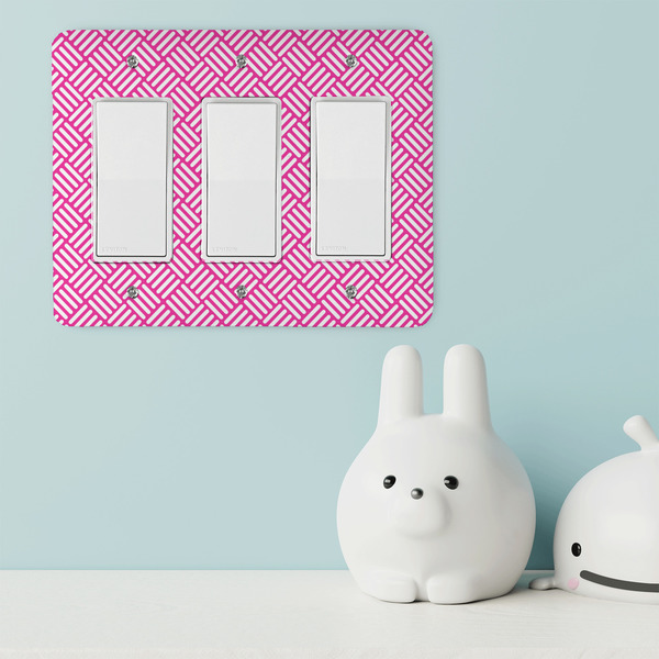 Square Weave Rocker Light Switch Covers - Triple - IN CONTEXT