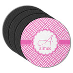 Square Weave Round Rubber Backed Coasters - Set of 4 (Personalized)