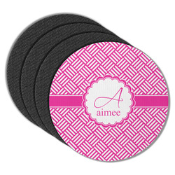 Square Weave Round Rubber Backed Coasters - Set of 4 (Personalized)