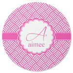 Square Weave Round Rubber Backed Coaster (Personalized)