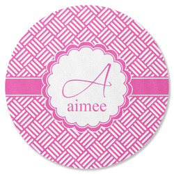 Square Weave Round Rubber Backed Coaster (Personalized)