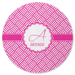 Square Weave Round Rubber Backed Coaster (Personalized)