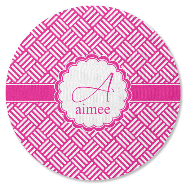 Square Weave Round Coaster Rubber Back - Single