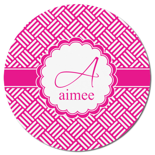 Square Weave Round Fridge Magnet - FRONT